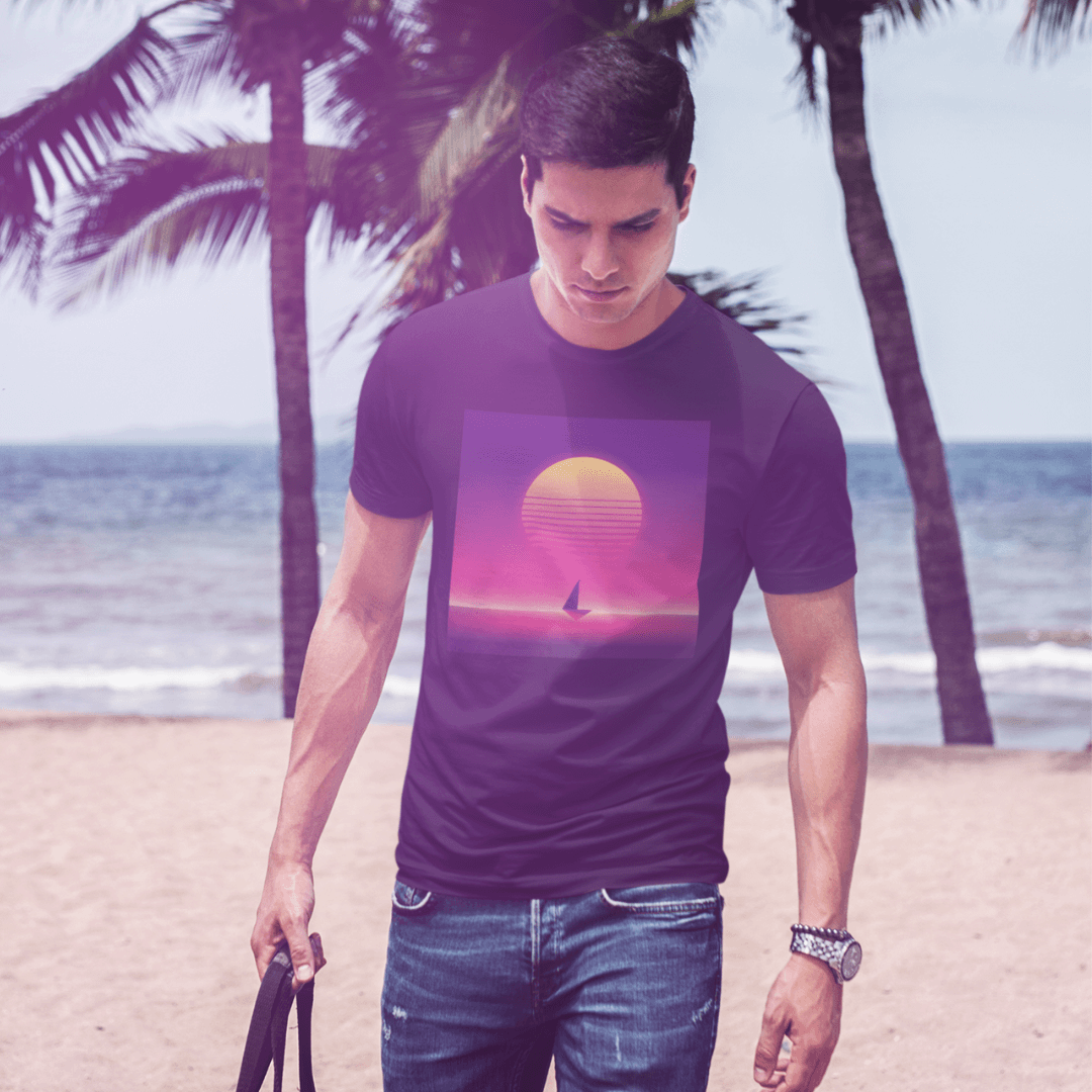 summer neon boat sunset tee