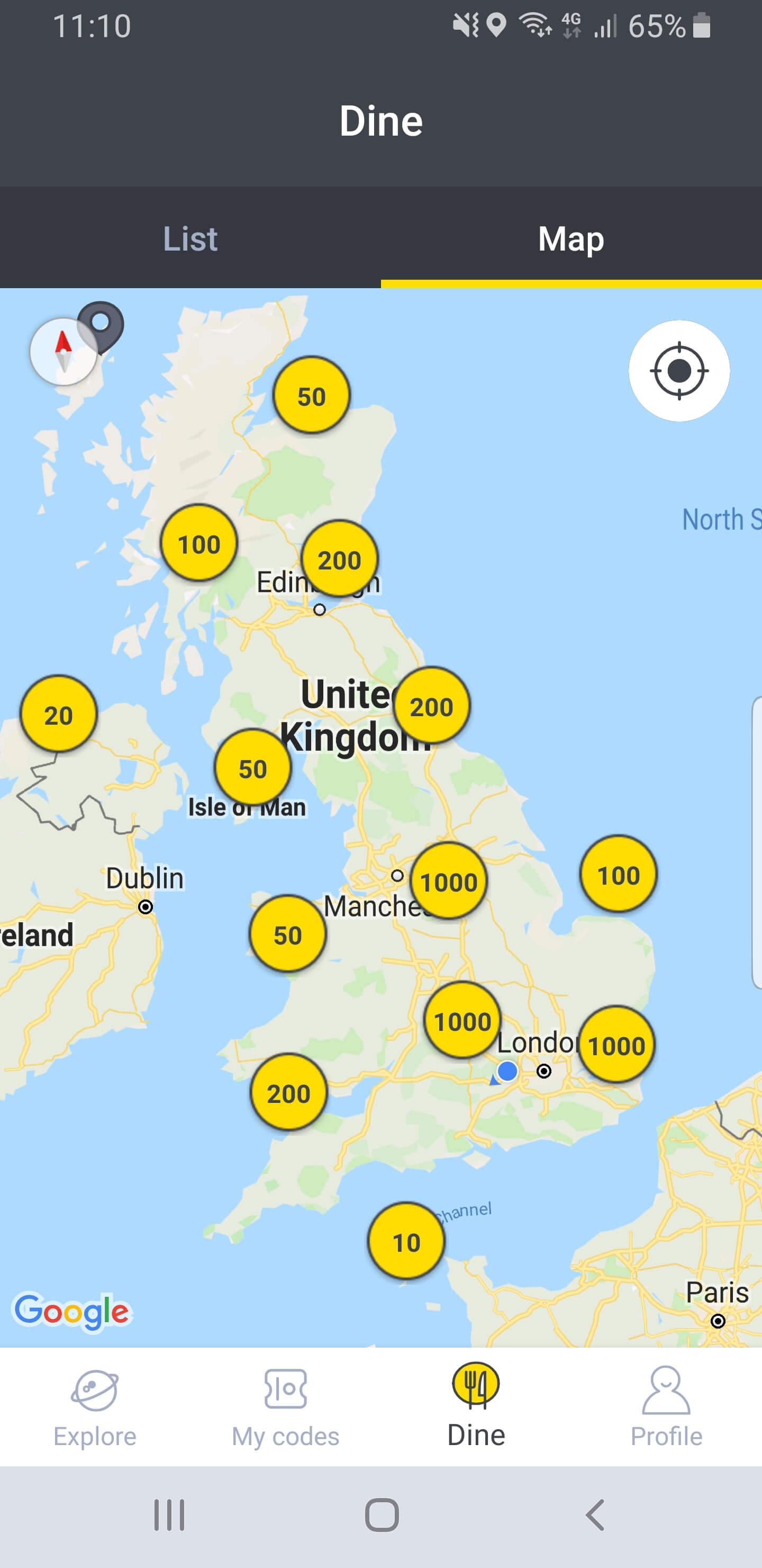 wuntu dine map view
